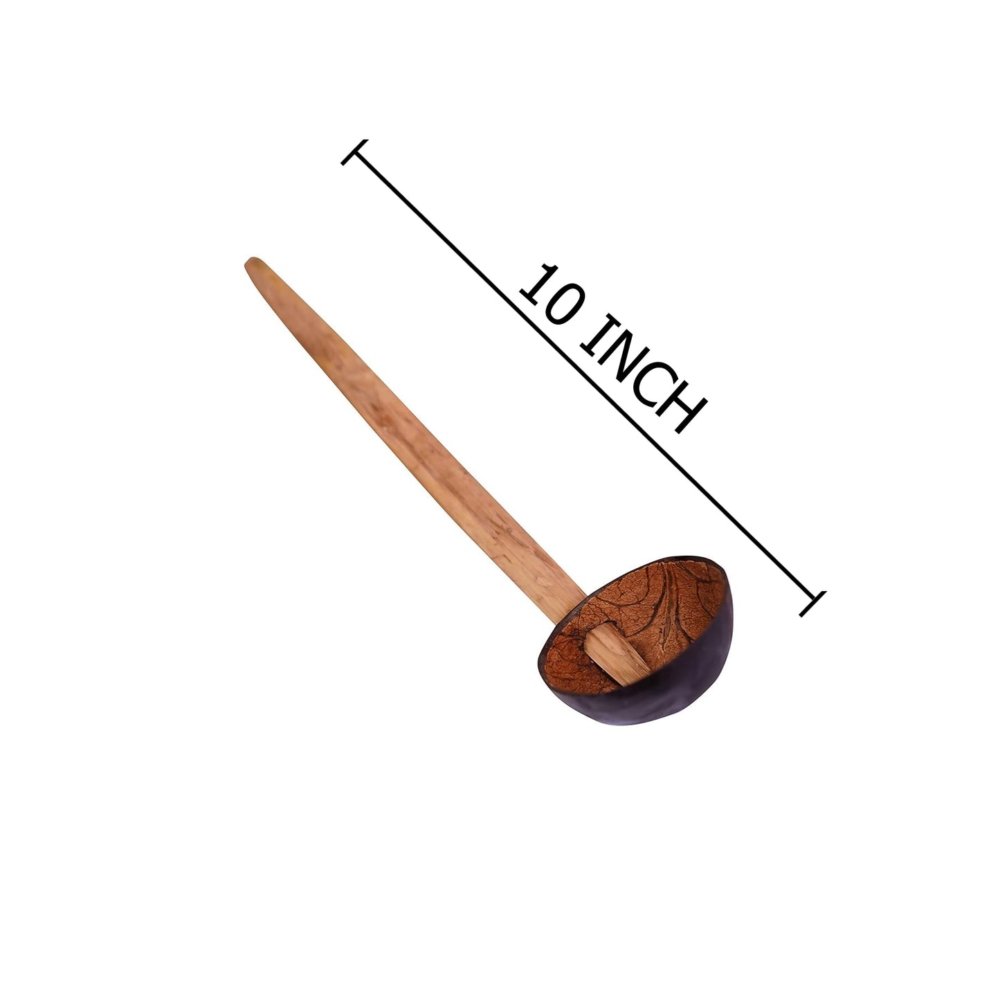 Handmade Eco-Friendly Coconut Shell Spoons - Hand-Made, Natural Bamboo Utensils - Ideal for Stirring Stews and Gravies - Non-Scratch, Heat Tolerant, Organic Kitchen Tools