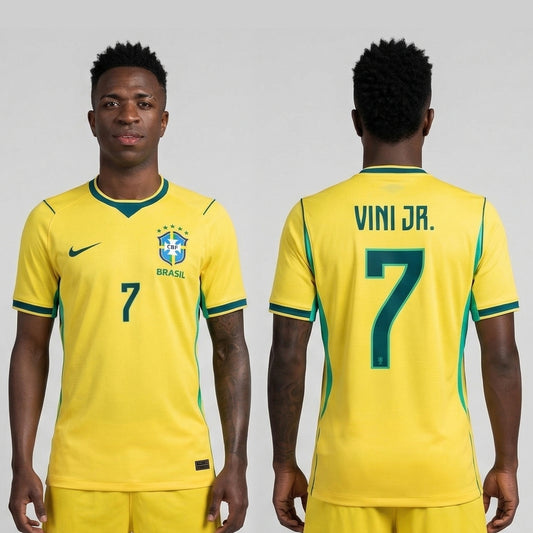 Vinícius Jr. Brazil Home Jersey 2026 – Premium Football Fan Edition (Yellow & Green)