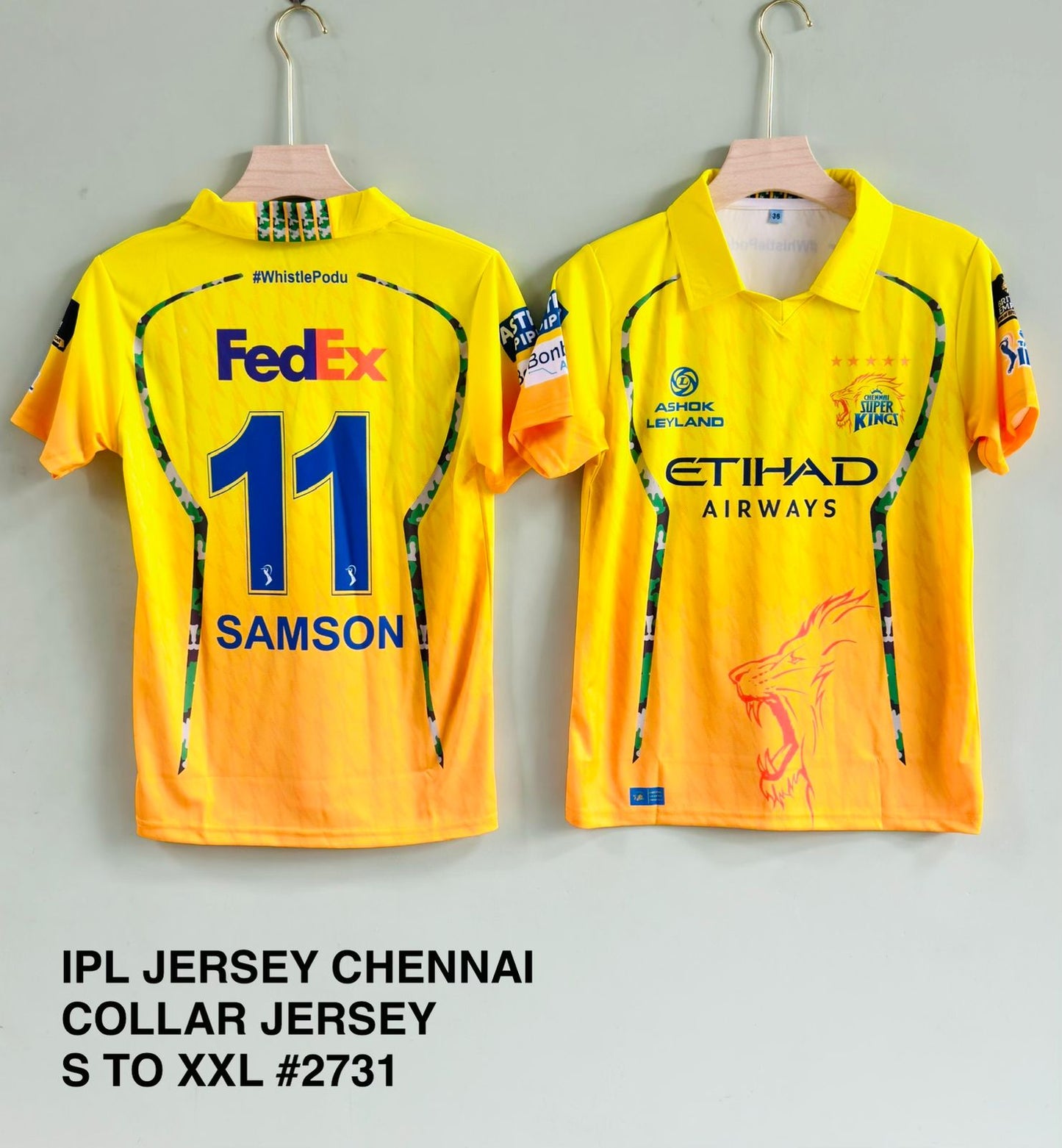 Sanju Samson CSK 2026 Jersey – IPL Yellow Collar T-Shirt (No.11 | S–XXL)