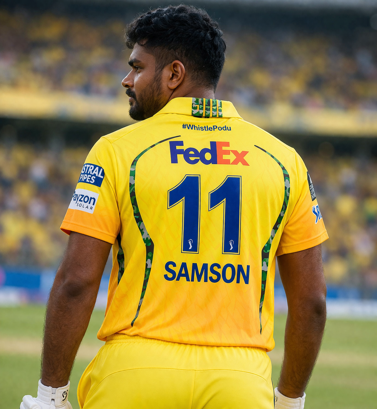 Sanju Samson CSK 2026 Jersey – IPL Yellow Collar T-Shirt (No.11 | S–XXL)
