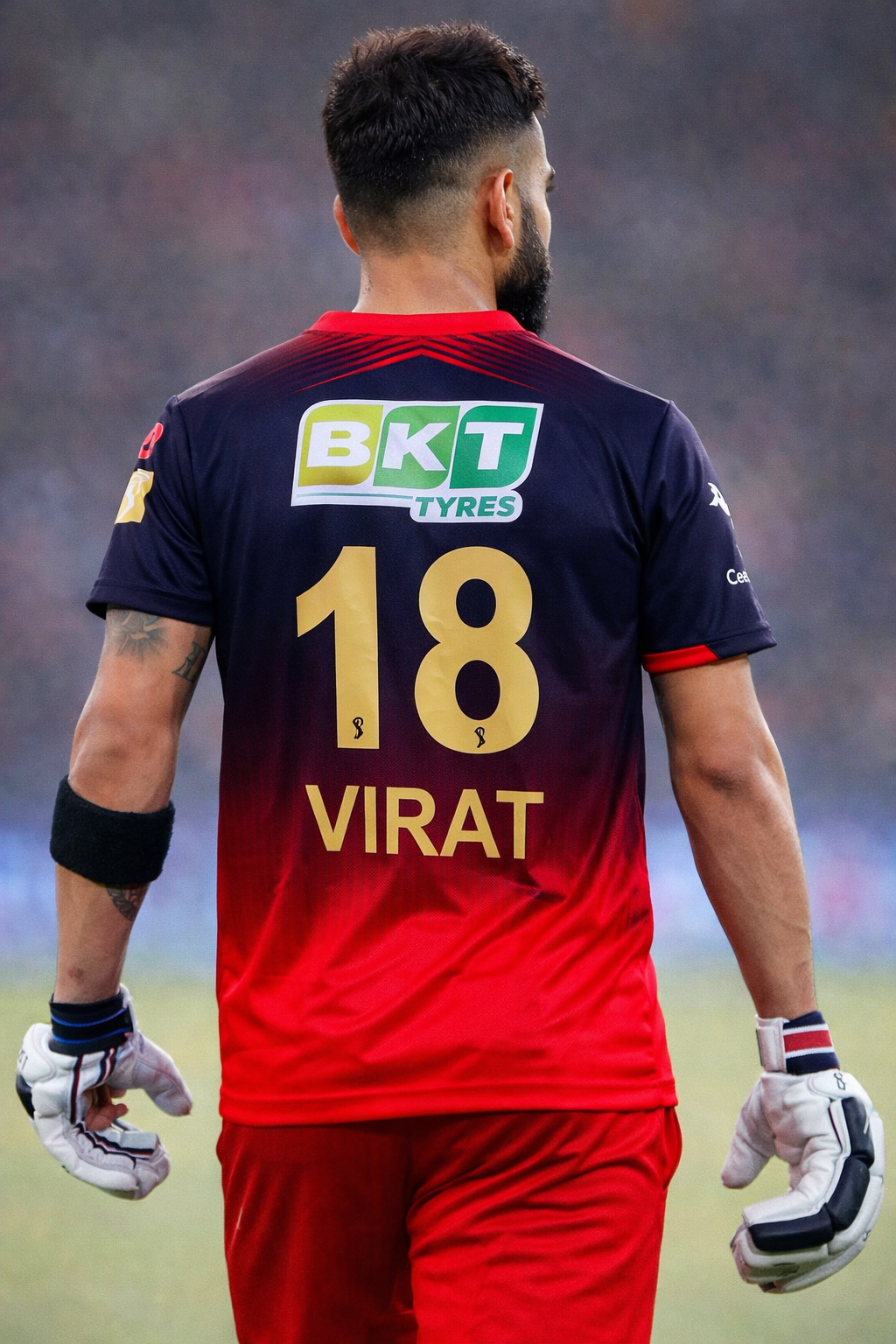 Virat Kohli RCB Jersey 18 – IPL Bangalore Team V-Collar T-Shirt | Premium Dot Knit