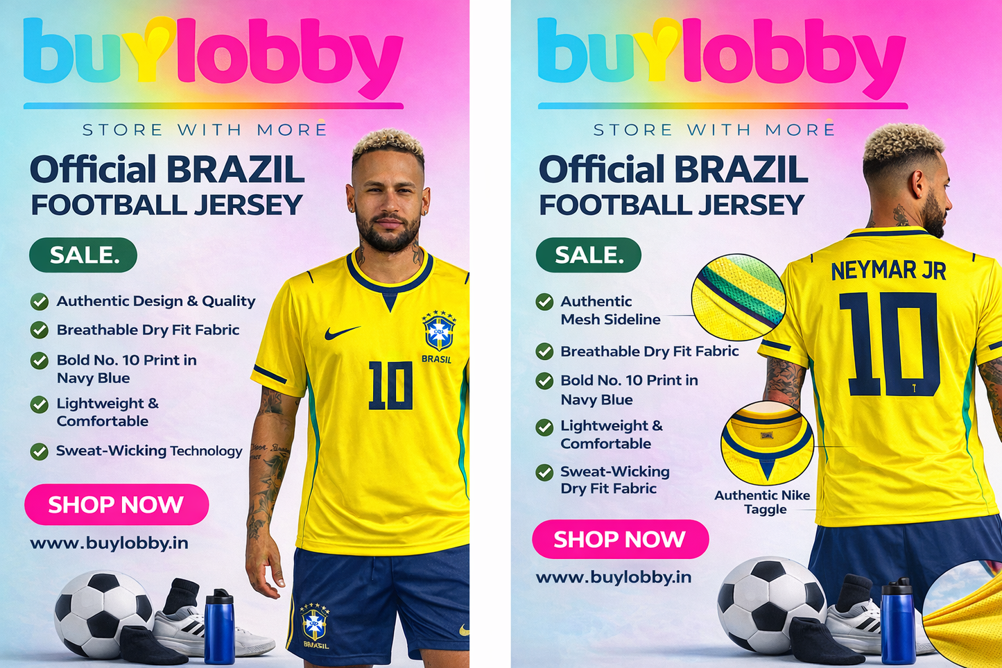 Neymar Jr 2026 World Cup Jersey, No.10 Football Jersey (Neymar) | Brazil Sports T-Shirt | Polyester Dry Fit | Yellow Fan Jersey (DOT KNIT Cloth)
