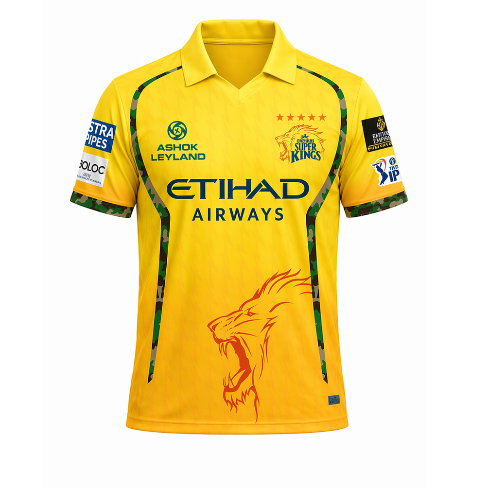 MS DHONI CSK Fan Edition Collar Jersey – MS Dhoni #7 (Official Style 2026) - IPL Chennai