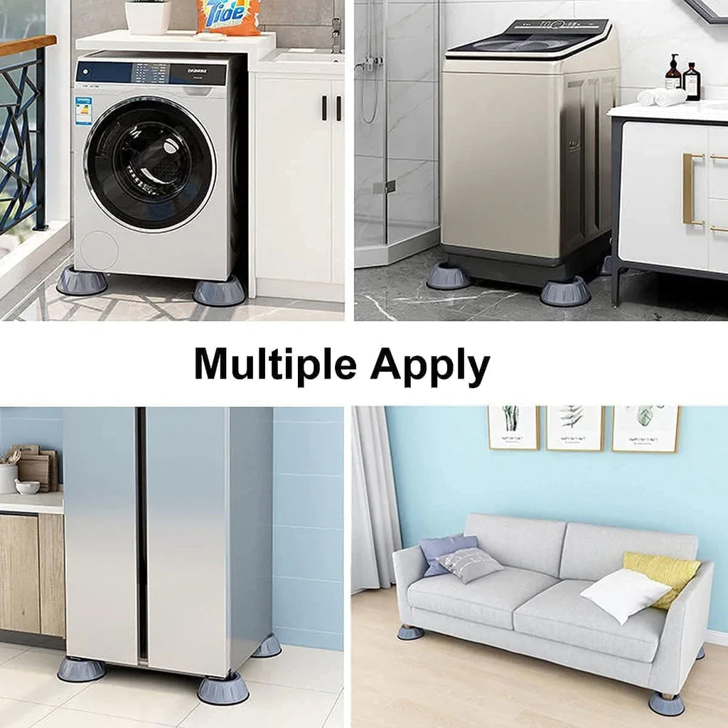 Premium PVC Washing machine Anti Vibration Pads with Suction Cup Feet, Fridge Washing Machine Leveling Feet Anti Walk Pads Shock Absorber Furniture Lifting Base(4 Piece).