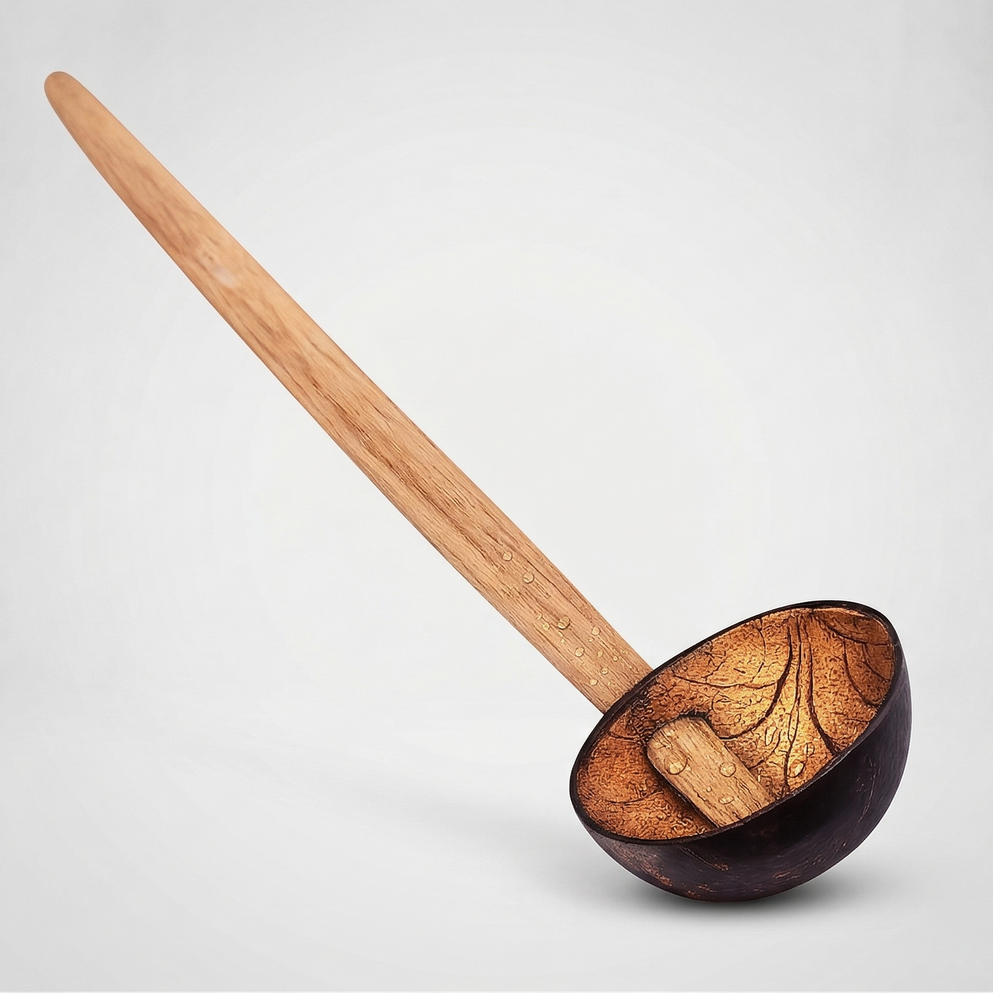 Handmade Eco-Friendly Coconut Shell Spoons - Hand-Made, Natural Bamboo Utensils - Ideal for Stirring Stews and Gravies - Non-Scratch, Heat Tolerant, Organic Kitchen Tools