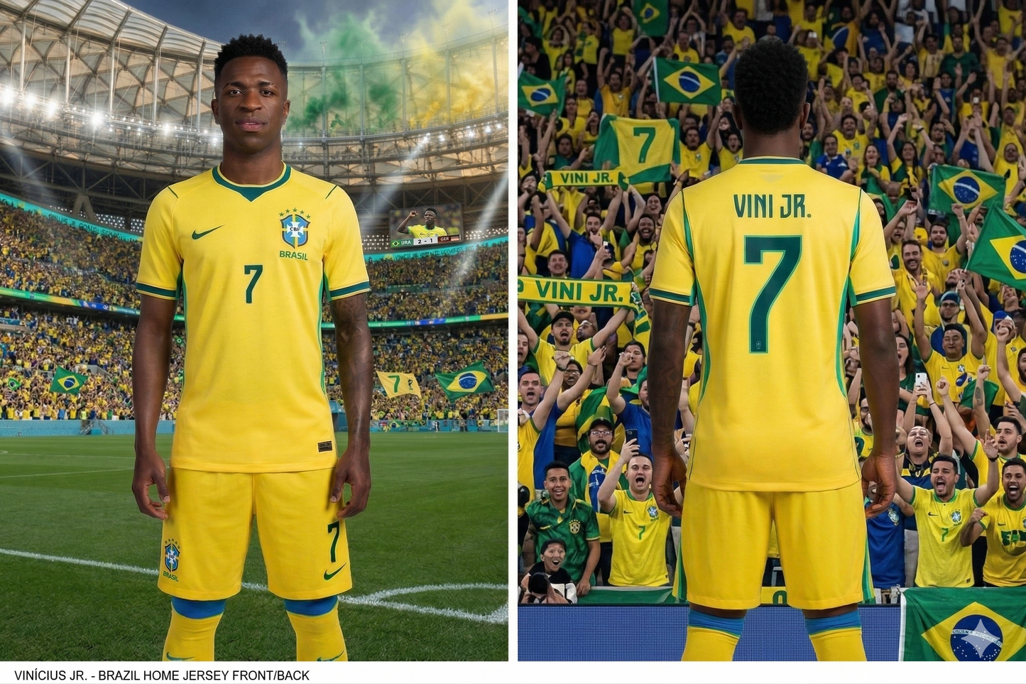 Vinícius Jr. Brazil Home Jersey 2026 – Premium Football Fan Edition (Yellow & Green)