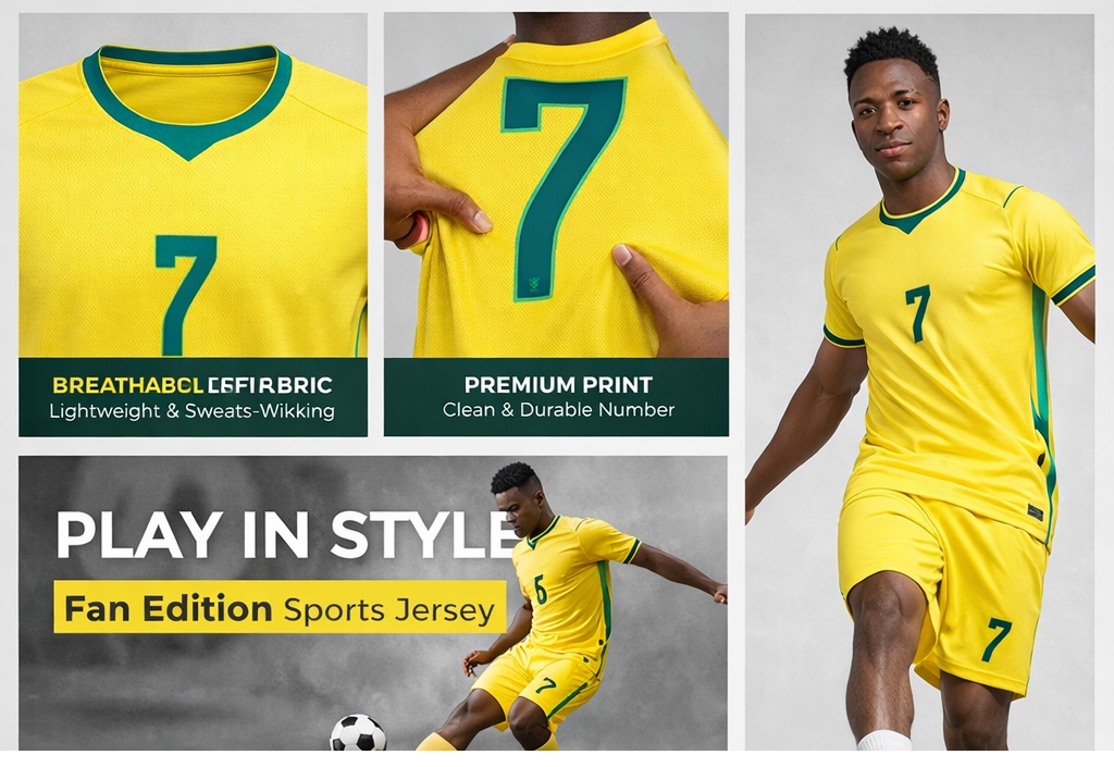 Vinícius Jr. Brazil Home Jersey 2026 – Premium Football Fan Edition (Yellow & Green)