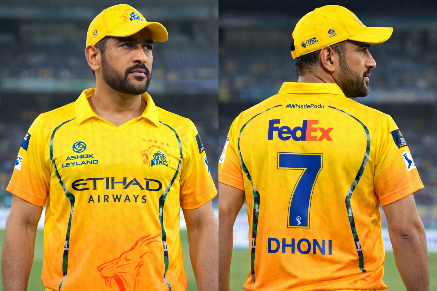 MS DHONI CSK Fan Edition Collar Jersey – MS Dhoni #7 (Official Style 2026) - IPL Chennai